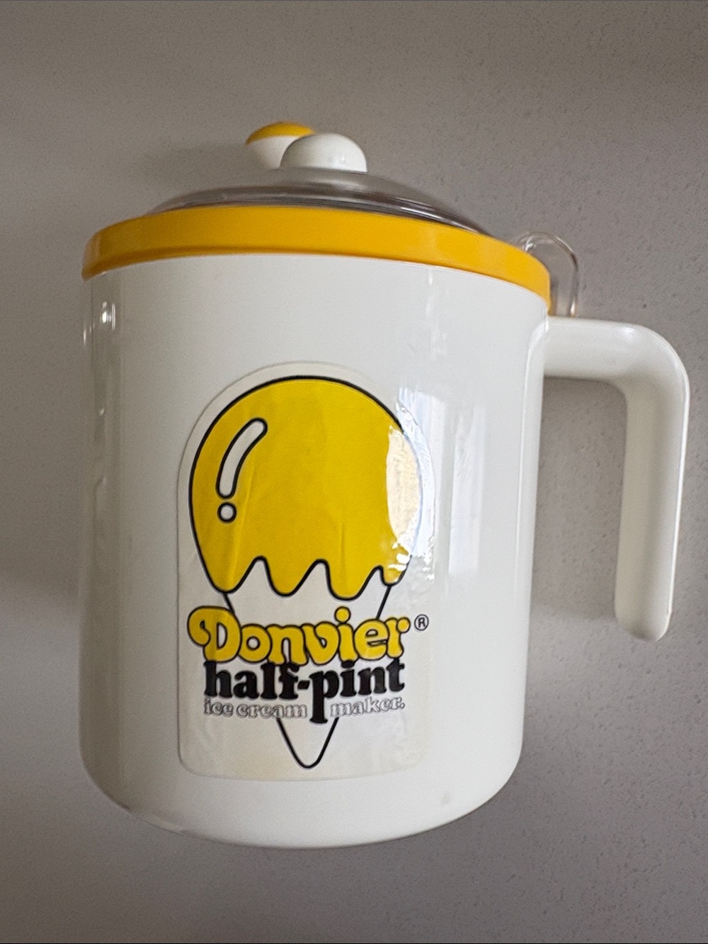 Donvier Half-Pint Ice Cream Maker - White and Yellow